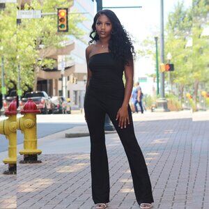 SMALL Black Strapless Jumpsuit